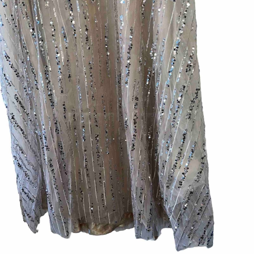 MAC DUGGAL 67859 dress maxi tan nude plus size 16 sequin wedding formal long NWT - Picture 7 of 15